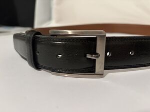 Bosca Black Leather Belt Mens Size 38 Large L Dress Casual Silver Buckle Canada